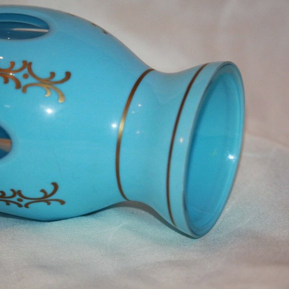 Czech Bohemian Blue Cased to Blue Glass Rare Vase LOT 4362 RARE - Picture 3 of 4